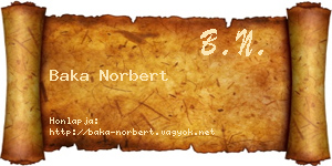 Baka Norbert névjegykártya